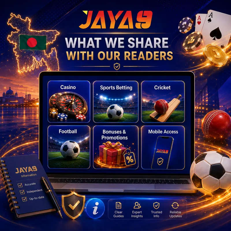 Jaya9 content categories including casino sports betting cricket football and bonuses