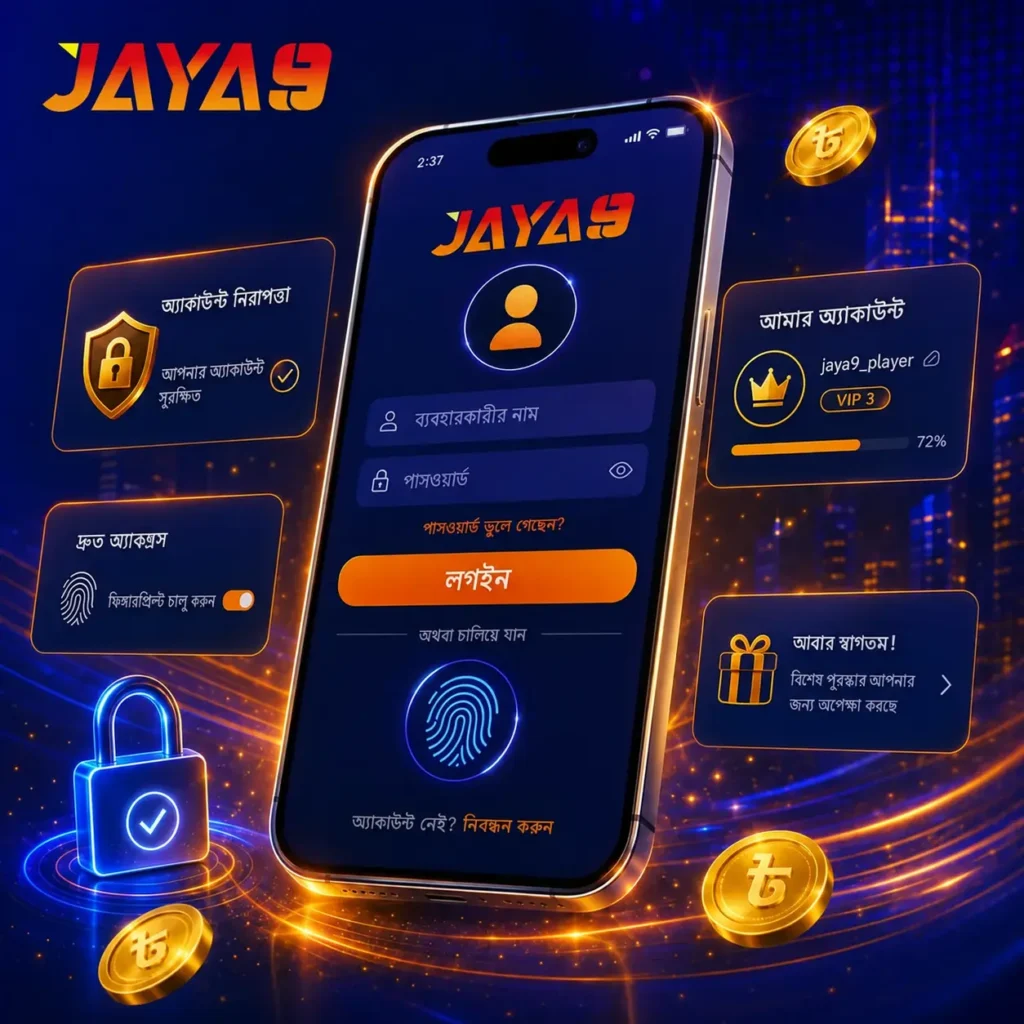 Jaya9 লগইন স্ক্রিন ও অ্যাকাউন্ট সুরক্ষা সেটিংস