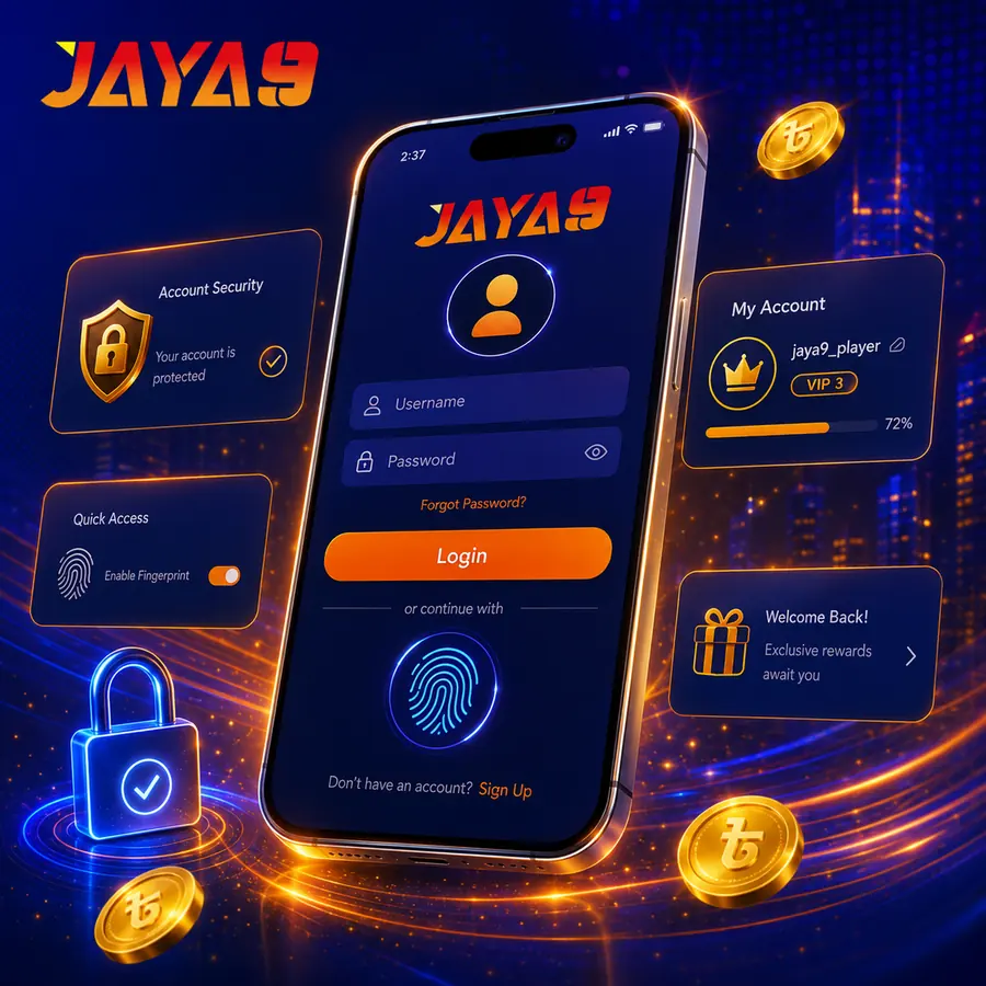 Jaya9 app login and account security on mobile