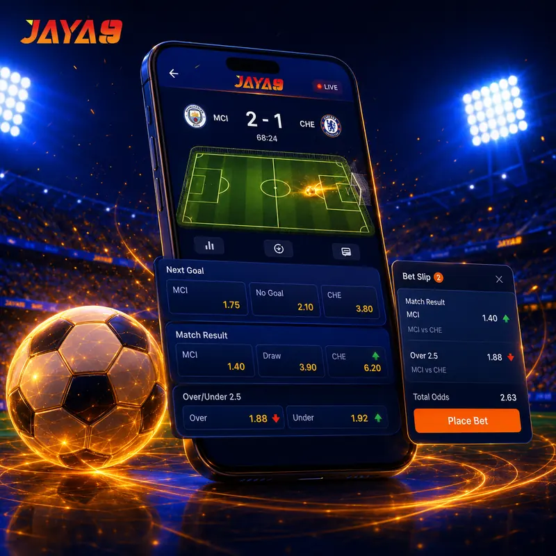 Jaya9 in-play football betting during a live match